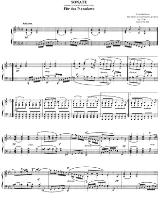 Beethoven Sonata No. 1 Opus 27 [Cm] score for Piano